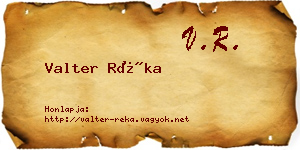 Valter Réka névjegykártya